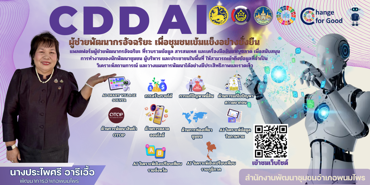 สพอ.พนมไพร จังหวัดร้อยเอ็ด : ผู้ช่วยอัจฉริยะ งานพัฒนาชุมชนยุคดิจิทัล "CDD AI"