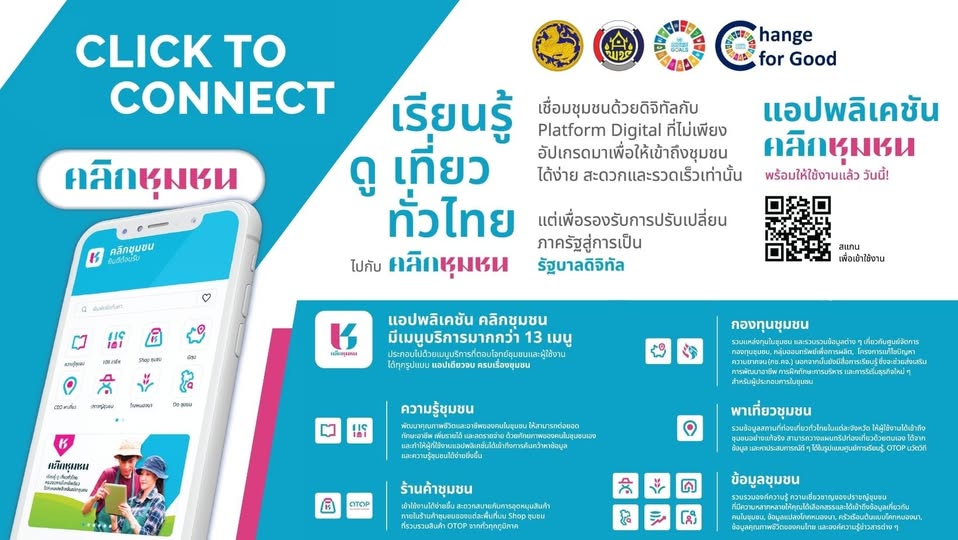 สพอ.พนมไพร ประชาสัมพันธ์ขอเชิญชวนทุกท่านดาวน์โหลดแพลตฟอร์ม “Click ชุมชน” และ “Shop ชุมชน” 